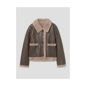 [국내매장정품] 에잇세컨즈 8SECONDS 칼라넥 페미닌 숏 레더 무스탕 브릭 355Y3VLY4C 171216