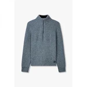 PAUL SMITH 하프 집업 리브드 스웨터_인디고 5734328115