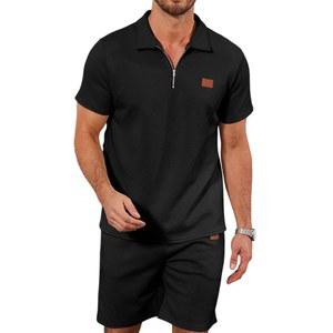 포켓이 있는 에폴레이트리스 남성 여름 트레이닝복 - 반팔 폴로 셔츠 & 반바지 세트 캐주얼 2피스 의상