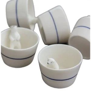 북극곰 술잔 사케잔 입체 세라믹 소주잔 목욕하는 곰