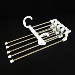 옷장 행거 5단 매직 고리 바지 옷걸이 공간활용 멀티 접이식 다용도 5단 옷걸이 치마걸이 바지