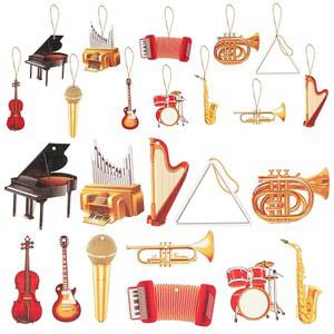 WATINC 37개 악기 크리스마스 나무 장식 세트 클래식 색소폰 기타 빈티지 피아노 첼로 드럼 삼각형 표지판 음악 파티 용품 트리 정원 장식용 선물 태그