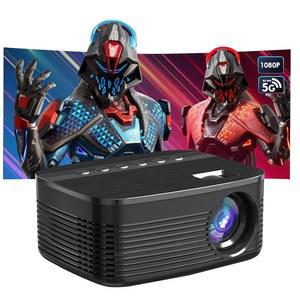 WiFi가 탑재된 미니 블루투스 프로젝터, 1080P HD 휴대용 야외 영화 업그레이드된 내장형 하이파이 스피커 및 리모컨, 스마트폰/TV Stick/HDMI/USB와 호환 가능