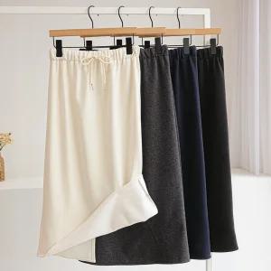 [잇수다] 틴위클 벨벳 기모 H라인 밴딩 롱 스커트