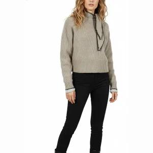 ZARA 리본 니트 스웨터 - 브라운 / 토프 241172