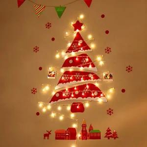 크리스마스 벽 트리 오너먼트 사선형 벽장식 펠트 벽 트리 세트 인테리어 가랜드 어린이 겨울