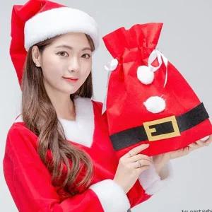 산타 선물 자루 성탄절 복주머니 이벤트 크리스마스 선물 물주머니 용품 어린이집 포장지 빨간색 어린이