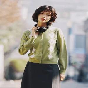 topten 여성) 메리노울 블렌드 아가일 가디건MSF4EC2922