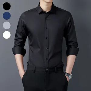 구김없는 남자 정장 와이셔츠 무지 남방 퍼드 슬림핏 드레스 흰색