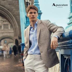 아쿠아스큐텀 318000원 남성 프렌치 린넨100 헤링본 자켓 WZJK3Q01991761