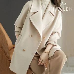 [헬렌] 여성 코트 겨울 더블 버튼 울라이크 출근 아우터 제스더블하프코트 B-705
