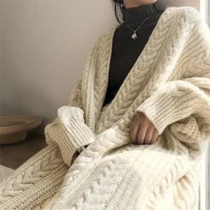 꽈배기 여성 로브 롱 니트가디건 여자 아우터 QyX1+2wXv