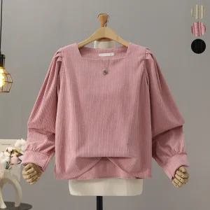 [모노시크] 베르브 코듀로이 퍼프 스퀘어넥 블라우스_MNBS633