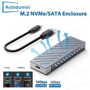 M.2 SSD 케이스 10Gbps SATA/NVMe 듀얼 프로토콜 어댑터 to USB 3.1 외장 NVME PCIE NGFF SATA RGB 박스