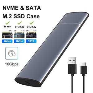 M2 SSD 케이스 NVMe SATA 듀얼 프로토콜 10Gbps M.2-USB  C 3.1 2230 2242 용 휴대용 외부 인클로저