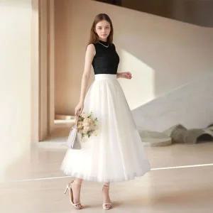 [하프클럽/]아엘리에 롱스커트 쉬폰 레이스 망사 플레어스커트 셀프웨딩 밴