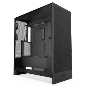 NZXT H7 플로우 2024 - 미드 타워 ATX 공기 흐름 케이스 사전 설치된 3 x 120mm 팬 포함 전용 GPU 냉각을 위한 하단 지원 케이블 관리 블랙
