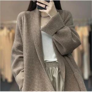 [라일리여성의류] Rly 여성 롱 니트가디건 오버핏 가을겨울 노버튼 아우