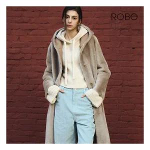 로보 25FW 후드 무스탕 롱코트 1종 112747