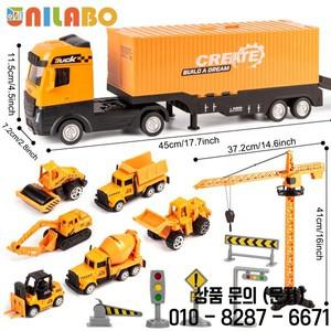 합금 건설 차량 장난감 세트 3 8세용 컨테이너 트럭/타워 크레인/굴삭기 포함 STEM 완벽한 생일 선물