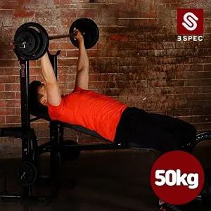 비에스 헬스용품 접이만능 벤치프레스 50kg 세트 (중봉 150cm + PVC바벨 40kg)