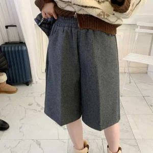 [하프클럽/]버뮤다 모직기모 스판 밴딩 5부 슬랙스 반바지