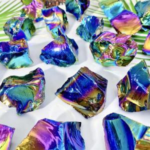 1PC 고품질 오라 흑요석 원시 돌 천연 크리스탈 돌, 보석 반짝이, 치유 생일 선물