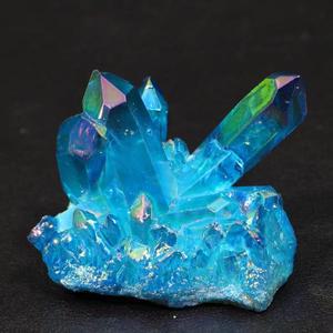 하늘색 석영 천연석 전기 도금 티타늄 크리스탈 클러스터 스톤 표본 경화 코팅 치유 홈 장식