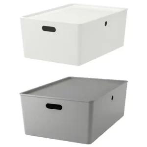 이케아 KUGGIS 쿠기스 수납함+뚜껑, 37x54x21cm 대형/수납박스