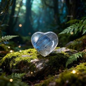 1개 천연 사랑 진정석 - 광택이 나는 하트 모양 치유 크리스탈, 불안 완화에 적합, 포켓 마사지 스톤