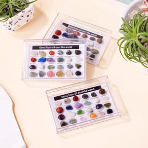 1세트 24개 천연 크리스탈 조각 광물 표본 상자 컬러 보석 원석 어린이 과학 교육 선물