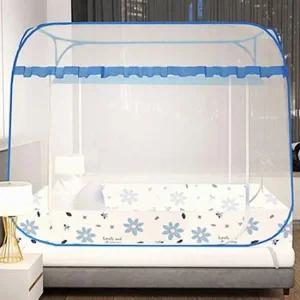 원터치 모기장 200x180cm 블루플라워 아기 공원 휴대용 접이식 간편 설치 야외 텐트