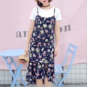 빅사이즈 레이어드 뷔스티에 여성 원피스 세트 0963