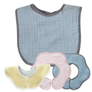 꿈두부 유아 삼중거즈 사각턱받이롤링턱받이 4종세트