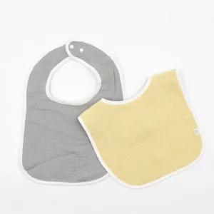꿈두부 양면거즈 턱받이 옐로우그레이 2개세트 아기 침받이