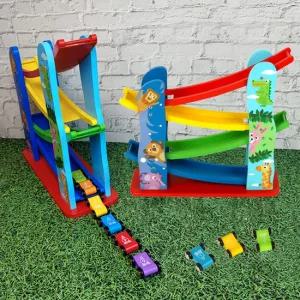 [KC인증] 4단 레이싱 씽씽동물친구들/ 유아 원목트랙 상상력UP