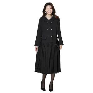 둥근카라 플리츠 원피스+벨트