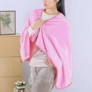 [라일리여성의류] Rly 똑딱이단추 극세사 망토 담요 70x130cm 핑