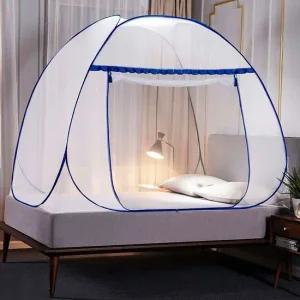 원터치 모기장 블루 120cm200cm 벌레퇴치 아기 가정용 텐트형 침대 바닥형 싱글 차단