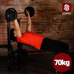 비에스 헬스용품 접이만능 벤치프레스 70kg 세트 (중봉 150cm + PVC바...