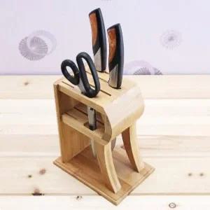 [콩심팥심]6구 칼꽂이 대나무 진열대 주방 칼 꽂이함 원목