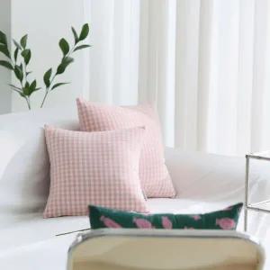 봉봉 쿠션커버 핑크체크 60X60cm