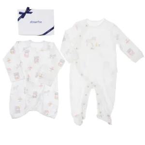 [갤러리아] (압소바말띠출산신생아배내옷)로빈뱀부배냇가운+우주복세트(A2C-1S)