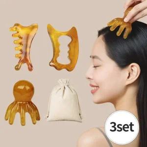 3종 괄사세트 전신 마사지 파우치 보관 문어괄사 두피마사지 전신케어 윤곽케어