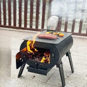 거꾸로 타는 난로 스토브 무쇠 나무 소각로