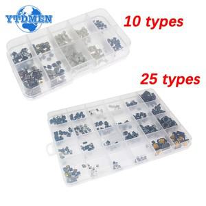 250개 마이크로 택트 푸시 버튼 스위치 모음 키트 1025종 자동차 리모컨 프레스 DIY 박스 포함