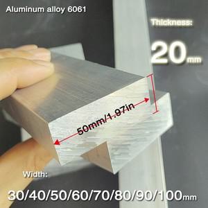 6061 알루미늄 합금 플랫 바 두께 20mm 너비30 40 50 60 70 80 90 100mm 길이