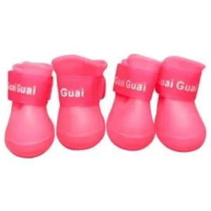 강아지신발 라텍스 핑크 1SET 애견 슈즈 반려견 산책