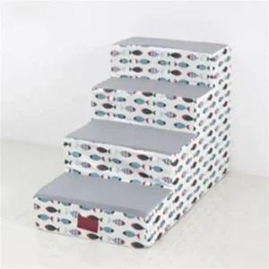 강아지계단 강아지 피쉬 펫스텝 4단 피쉬그레이 관절 논슬립 계단