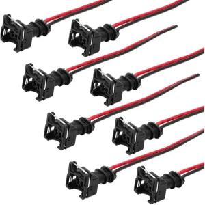 FALVFUN 8PCS 연료 인젝터 커넥터 EV1 OBD1 자동 엔진 피그테일 와이어 하네스 소켓 플러그 배선 직조 클립